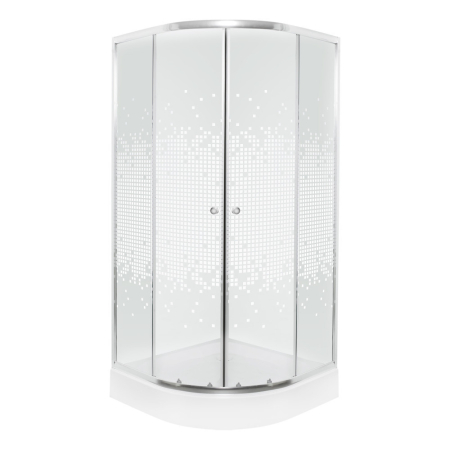 Baie - Kerra Cabină de duș curbată Pixel White 80 cu cădiță de duș