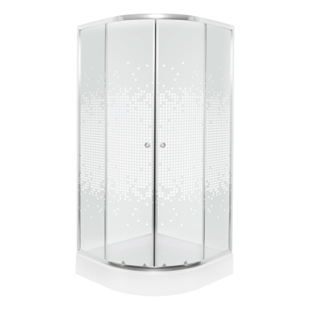 Baie - Kerra Cabină de duș curbată Pixel White 90 cu cădiță de duș