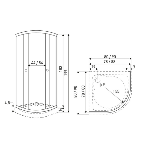 Kerra Cabină de duș curbată Pixel White 90 fără cădiță de duș [3]