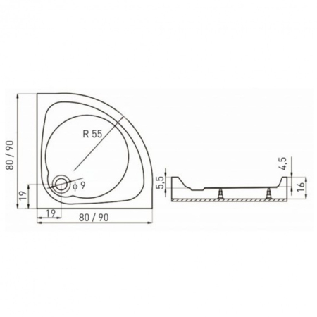 Kerra Cabină de duș curbată Splash 80x80 cm cu cădiță de duș [4]
