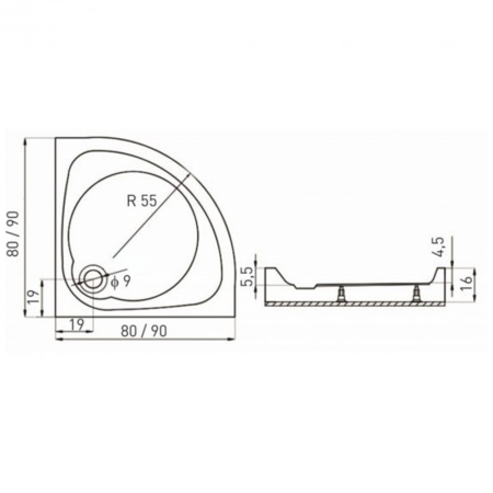 Kerra Cabină de duș curbată Splash 90x90 cm cu cădiță de duș [4]