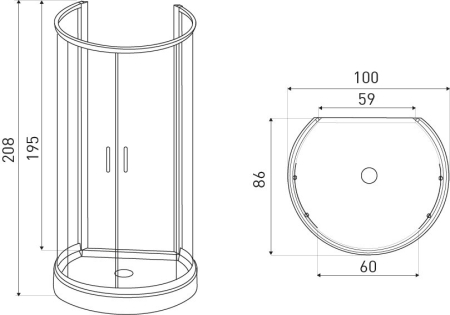 Kerra Cabină de duș curbată Vibe, montată pe perete, cu cădiță de duș [1]