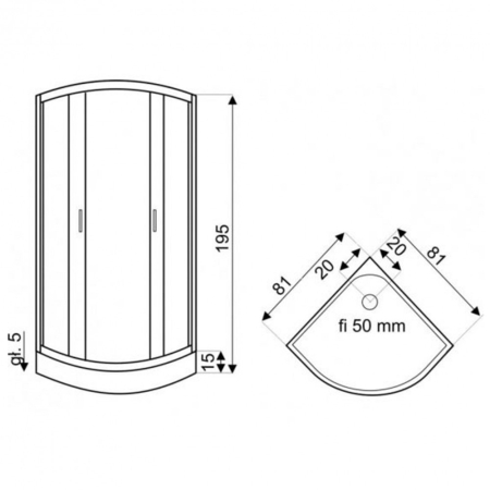Kerra Cabină de duș curbată XENIA 80x80 cm cu cădiță de duș [2]