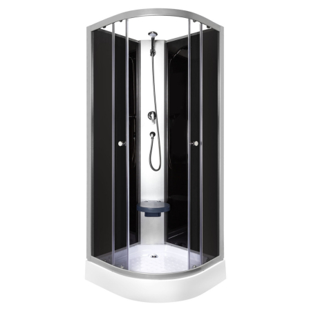 Cabină de duș cu panou posterior - Kerra Cabină de duș Evora Black 80 cu cădiță de duș