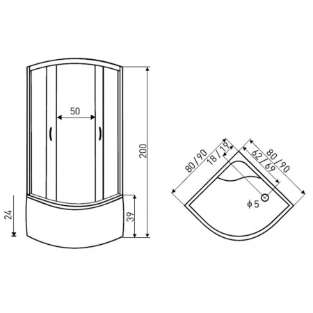 Kerra Cabină de duș Lava 90x90 cm cu tavă adâncă curbată [1]