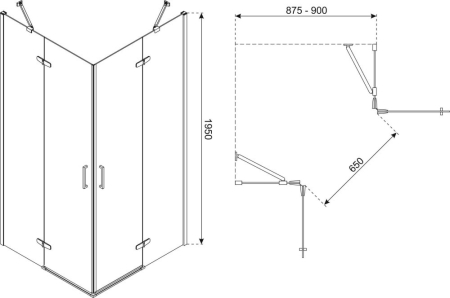 Kerra Cabină de duș pătrată Flow Black cu ușă cu balamale fără cădiță de duș [2]