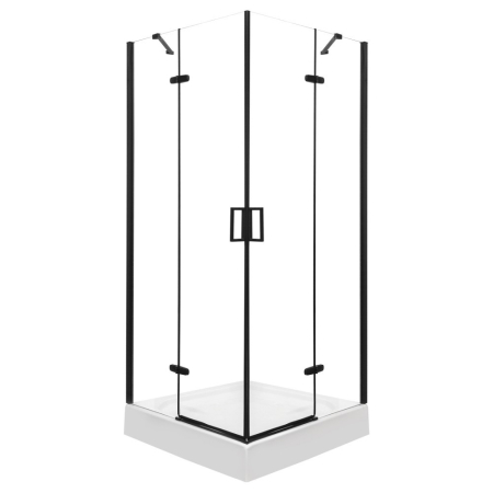 Kerra Cabină de duș pătrată Flow Black cu ușă cu balamale fără cădiță de duș [0]