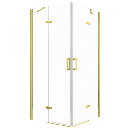 Cabină de duș - Kerra Cabină de duș pătrată Flow Gold cu ușă cu balamale fără cădiță de duș