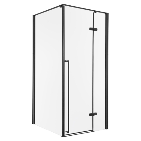 Produse temporar indisponibile - Kerra Cabină de duș pătrată lungă 100x80 neagră fără tavă