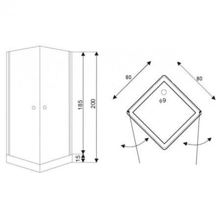 Kerra Cabină de duș pătrată Madrid 80x80 cm fără cădiță de duș [2]