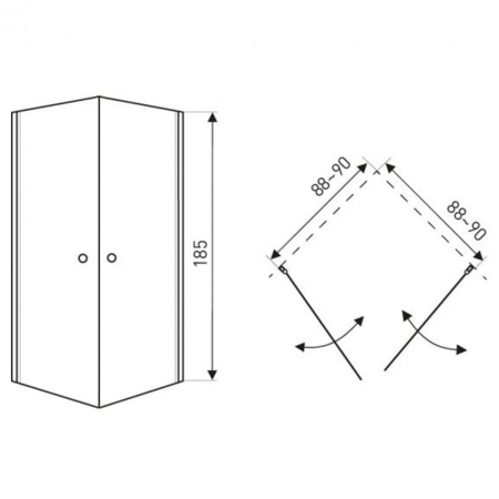 Kerra Cabină de duș pătrată MADRID cu ușă batantă și cădiță de duș [2]