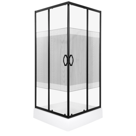 Cabină de duș pătrată / Cabină de duș dreptunghiulară - Kerra Cabină de duș pătrată neagră Xenia SQ 90 cu tavă Victor plus