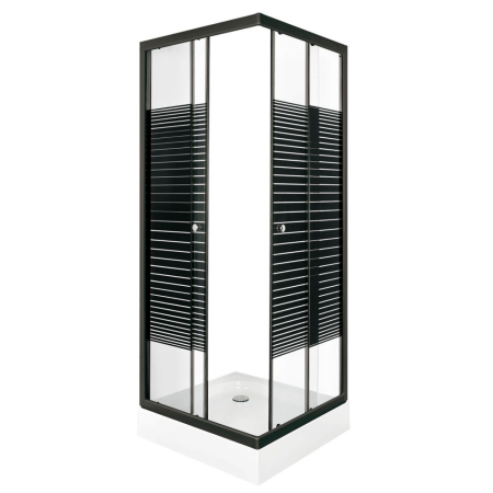 Cabină de duș pătrată / Cabină de duș dreptunghiulară - Kerra Cabină de duș PICO Black Stripe 70 pătrate cu cădiță de duș