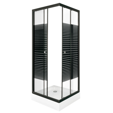 Cabină de duș pătrată / Cabină de duș dreptunghiulară - Kerra Cabină de duș PICO Black Stripe 90 pătrate cu cădiță de duș