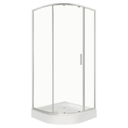 Cabină de duș semirotundă - Kerra Cabină de duș solidă RPS 90 curbată cu o singură ușă și tavă de duș