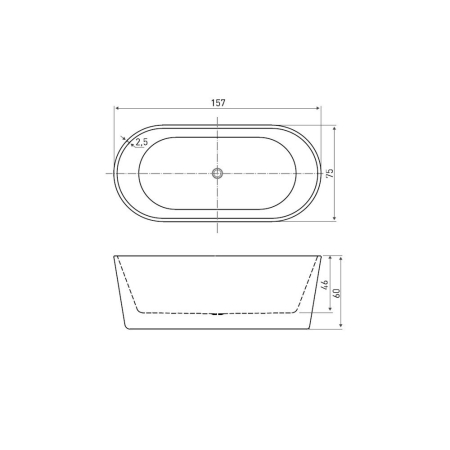 Kerra Cadă de baie acrilică independentă NORA 157 cm [2]