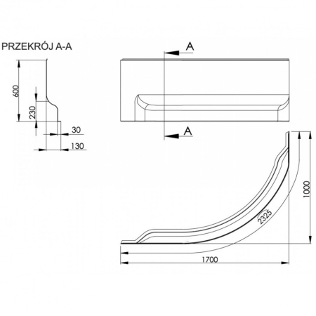 Kerra Cadă de baie asimetrică Fortuna 170 față stânga [2]