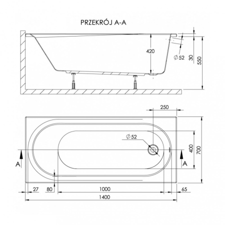 Kerra Cadă de baie dreaptă Dida 140 [2]