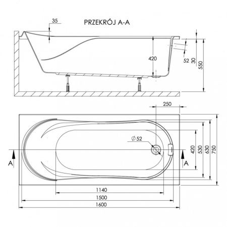 Kerra Cadă de baie dreaptă Wivea 160 [2]