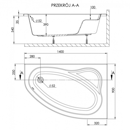 Kerra Cadă SIMPLA 140 asimetrică dreapta [1]