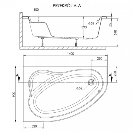 Kerra Cadă SIMPLA 140 asimetrică stânga [1]