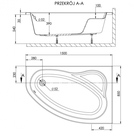 Kerra Cadă SIMPLA 85x150 asimetrică dreapta [1]
