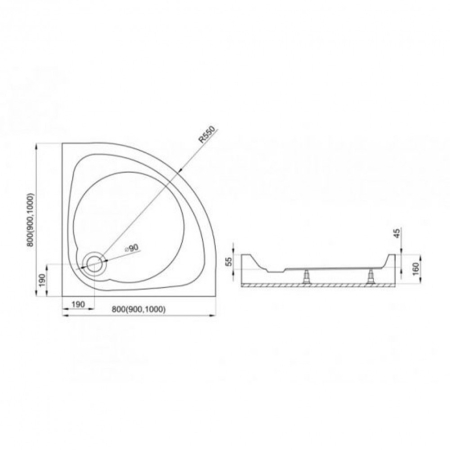 Kerra Cădiță de duș curbată universală Alan 80x80 cm [2]