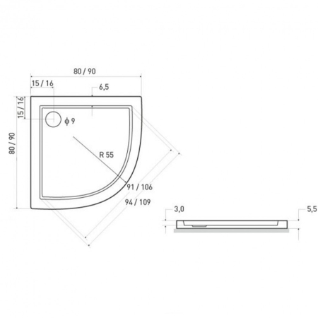 Kerra Cădiță de duș curbată universală Aron 90x90 cm [2]