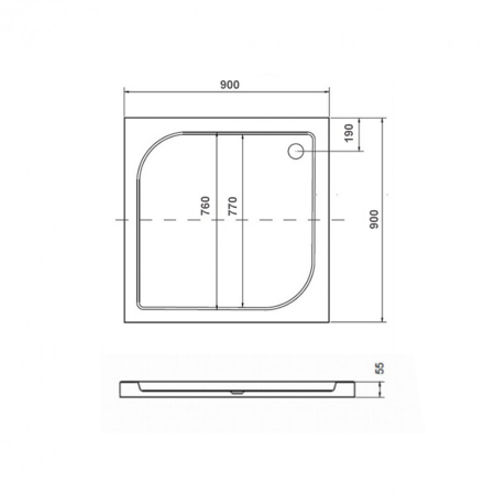 Kerra Cădiță de duș pătrată acrilică Oskar - joasă 90x90 cm [2]