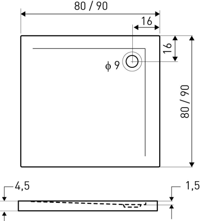 Kerra Cădiță de duș pătrată Cezar 80 din acril negru [1]