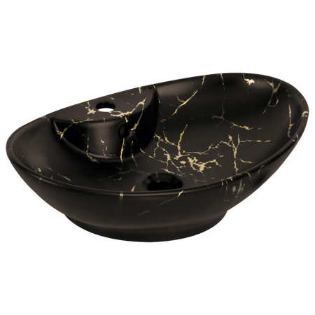 Lavoar ceramic - Kerra Lavoar ceramic KR-139 cu model de marmură neagră și aurie