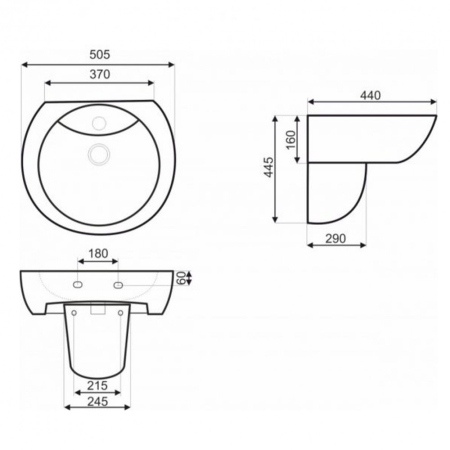 Kerra Lavoar suspendat Amelia 14, cu capac pentru sifon 50x44 cm [1]