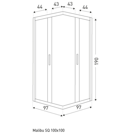 Kerra Malibu SQ 100x100 cabină de duș pătrată fără tavă de duș [1]