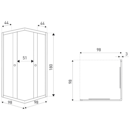 Kerra OLGA SQ 100x100 cabină de duș pătrată fără tavă de duș [1]