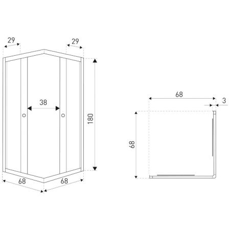 Kerra OLGA SQ 70x70 cabină de duș pătrată fără tavă de duș [1]