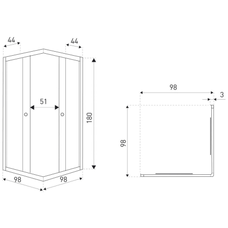 Kerra Olga SQ Element 100x100 negru pătrat cabină de duș fără tavă [7]