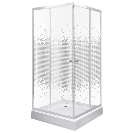 Cabină de duș pătrată / Cabină de duș dreptunghiulară - Kerra Pixel SQ 80 cabină de duș pătrată albă cu tavă Victor plus