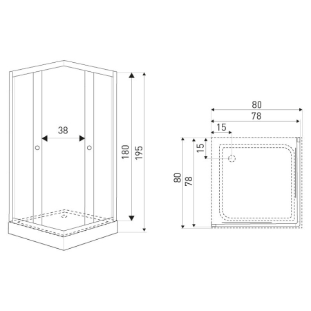 Kerra Pixel SQ 90 cabină de duș pătrată albă cu tavă Victor plus [1]