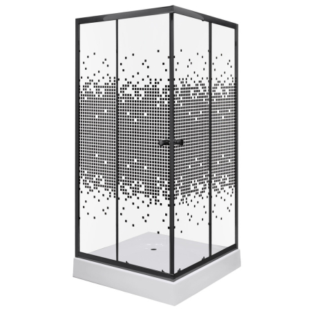 Cabină de duș pătrată / Cabină de duș dreptunghiulară - Kerra Pixel SQ 90 cabină de duș pătrată neagră cu tavă Victor plus