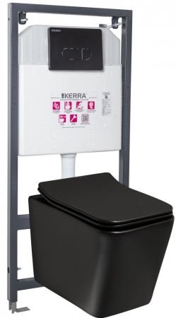 Baie - Kerra Rezervor de toaletă Tinos BL Pacific Black, montat pe perete