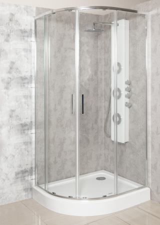 Kerra Solid RA 100x80 ușă dublă curbată asimetrică cabină de duș cu tavă de duș - dreapta [2]