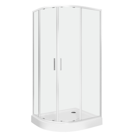 Cabină de duș asimetrică - Kerra Solid RA 100x80 ușă dublă curbată asimetrică cabină de duș cu tavă de duș - stânga