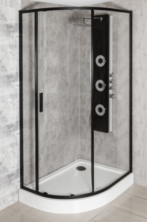 Kerra Solid RPA 100x80 BL cabină de duș curbată cu o singură ușă asimetrică cu tavă de duș - dreapta [2]