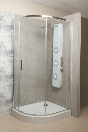 Kerra Solid RPA 100x80 cabină de duș curbată cu o singură ușă asimetrică cu tavă de duș - dreapta [4]