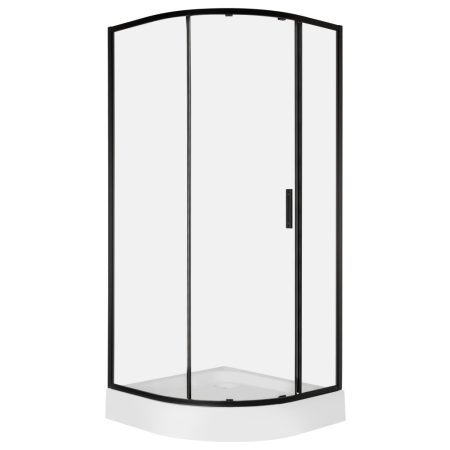 Cabină de duș semirotundă - Kerra Solid RPS 80 Negru curbat cu o singură ușă cabină de duș cu tavă de duș