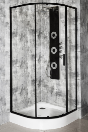Kerra Solid RPS 90 negru curbat cu o singură ușă cabină de duș fără tavă [3]