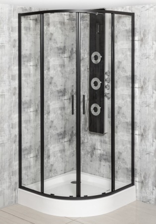 Kerra Solid RS 80 Cabină de duș cu ușă dublă curbată neagră fără tavă [3]