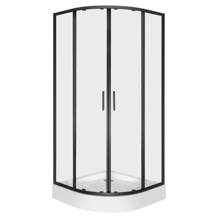 Cabină de duș semirotundă - Kerra Solid RS 80 Negru curbat cabină de duș cu ușă dublă cu tavă de duș