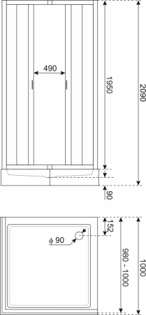 Kerra Solid SQ 100 Chrome cabină de duș pătrată cu tavă de duș [1]