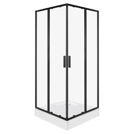 Cabină de duș pătrată / Cabină de duș dreptunghiulară - Kerra Solid SQ 80 negru pătrat cabină de duș cu tavă de duș